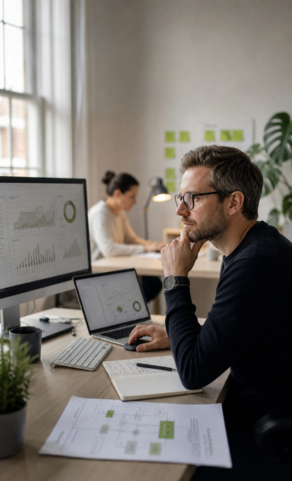 Senior SEO consultant reviewing organic search data